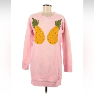 Farm Rio sweater pink & pineapples long sweatshirt, sz S